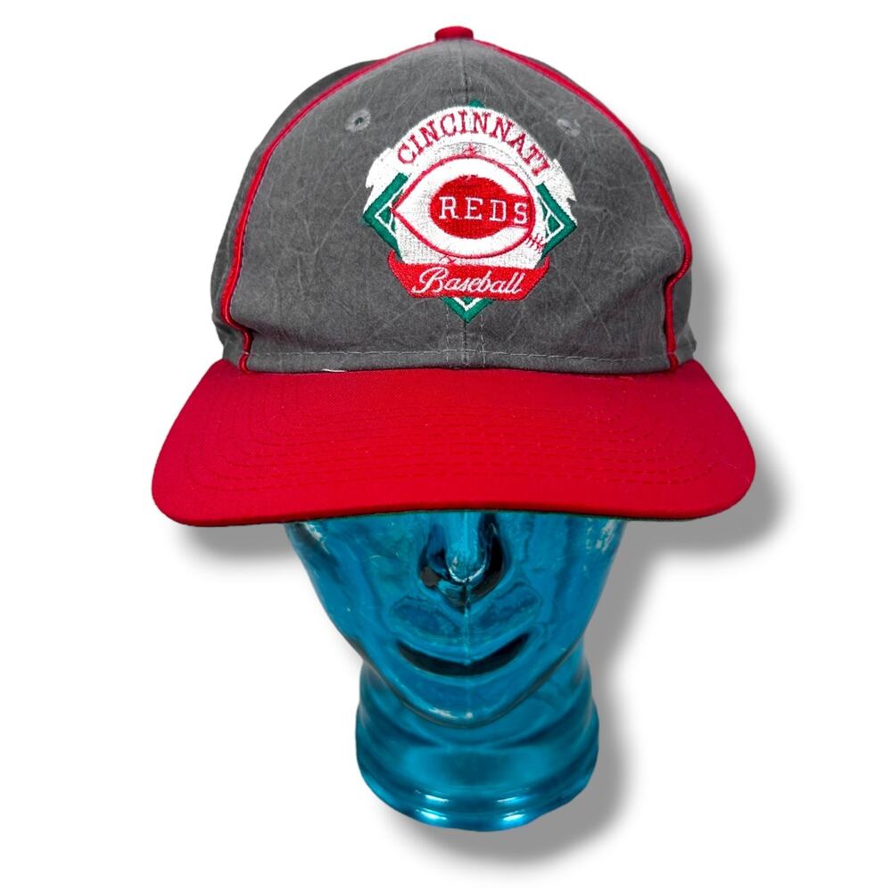 Vintage The Game Cincinnati Reds Snapback Hat‎ Baseball Cap OS Gray Red 90s